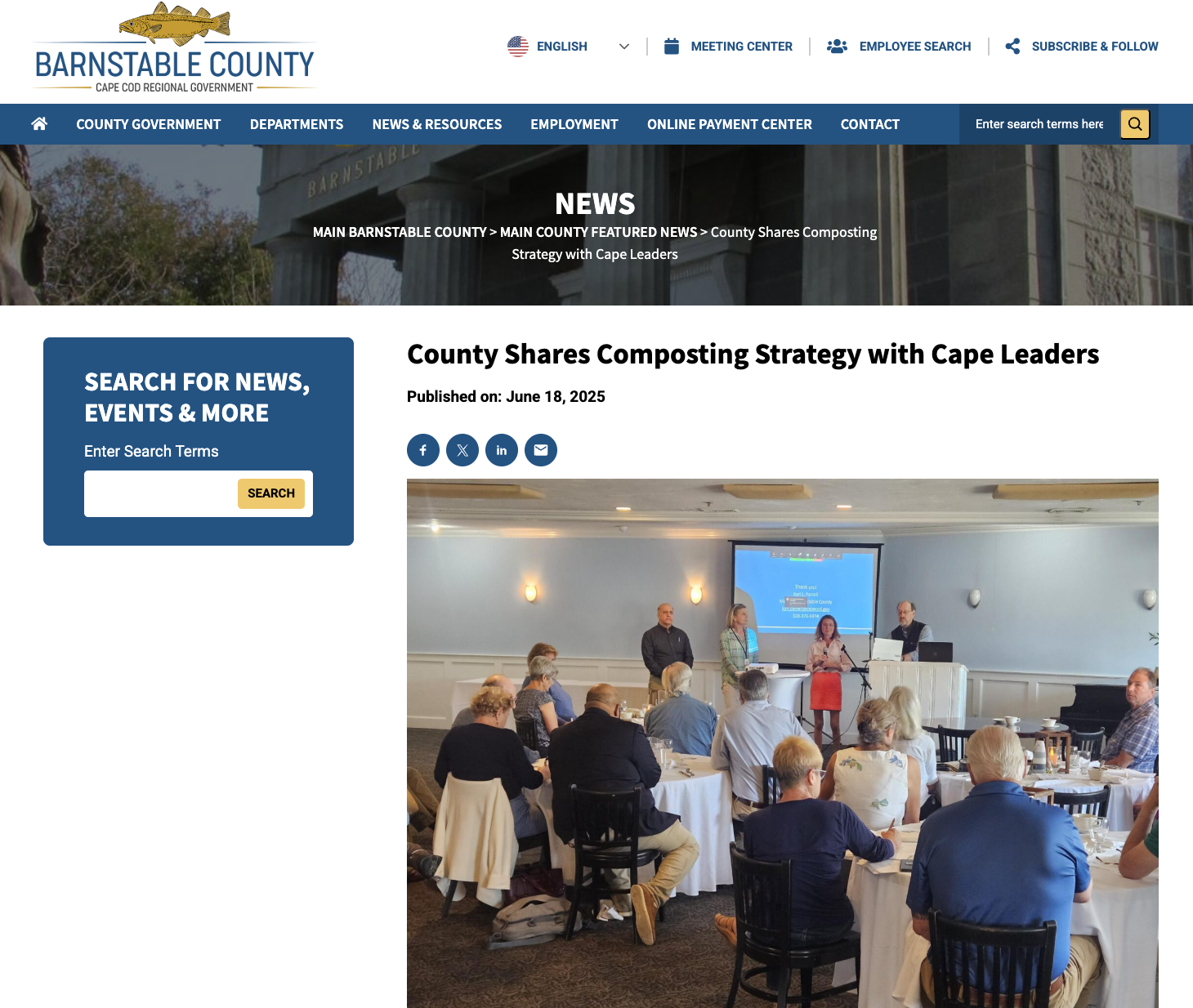 In the News: County Shares Composting Strategy with Cape Leaders